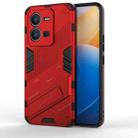 For vivo V25 5G Global PC + TPU Shockproof Phone Case with Invisible Holder(Red) - 1