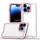 For iPhone 14 Pro Armour Two-color TPU + PC Phone Case(White+Pink) - 1