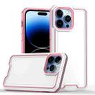 For iPhone 14 Pro Max Armour Two-color TPU + PC Phone Case(White+Pink) - 1