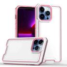 For iPhone 13 Pro Max Armour Two-color TPU + PC Phone Case(White+Pink) - 1