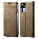 For Xiaomi 12T/12T Pro/Redmi K50 Ultra Denim Texture  Horizontal Flip Leather Phone Case(Khaki) - 1