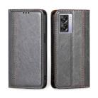 For OPPO K10 5G Global Grid Texture Magnetic Flip Leather Phone Case(Grey) - 1