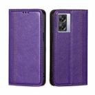 For OPPO K10 5G Global Grid Texture Magnetic Flip Leather Phone Case(Purple) - 1