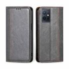 For vivo Y52t Grid Texture Magnetic Flip Leather Phone Case(Grey) - 1