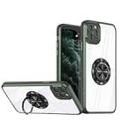 For iPhone 14 Pro Cool Armor Ring Holder Transparent Phone Case(Dark Green) - 1