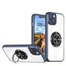 For iPhone 14 Cool Armor Ring Holder Transparent Phone Case(Navy Blue) - 1