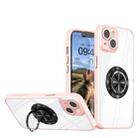 For iPhone 13 Cool Armor Ring Holder Transparent Phone Case(Pink) - 1