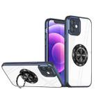 For iPhone 12 Cool Armor Ring Holder Transparent Phone Case(Navy Blue) - 1