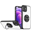 For iPhone 12 Cool Armor Ring Holder Transparent Phone Case(Graphite Black) - 1