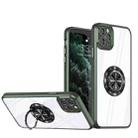 For iPhone 11 Pro Max Cool Armor Ring Holder Transparent Phone Case(Dark Green) - 1