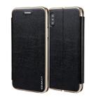 For iPhone  XS / X CMai2 Linglong Series PC+PU Horizontal Flip Leather Case with Holder & Card Slot(Black) - 1