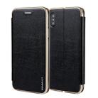 For iPhone XS Max CMai2 Linglong Series PC+PU Horizontal Flip Leather Case with Holder & Card Slot(Black) - 1