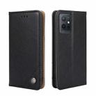 For vivo Y52t Non-Magnetic Retro Texture Flip Leather Phone Case(Black) - 1