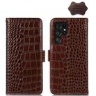 For Samsung Galaxy S23 Ultra 5G Crocodile Top Layer Cowhide Leather Phone Case(Brown) - 1