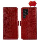 For Samsung Galaxy S23 Ultra 5G Crocodile Top Layer Cowhide Leather Phone Case(Red) - 1