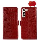 For Samsung Galaxy S23 5G Crocodile Top Layer Cowhide Leather Phone Case(Red) - 1