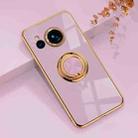 For Sharp Aquos Sense7 Plus 6D Electroplating Full Coverage Silicone Phone Case with Magnetic Ring Holder(Light Purple) - 1