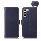 For Samsung Galaxy S23 5G Crazy Horse Top Layer Cowhide Leather Phone Case(Blue) - 1