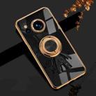 For Sharp Aquos Sense7 Plus 6D Plating Astronaut Ring Kickstand Phone Case(Black) - 1
