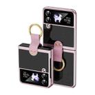 For Samsung Galaxy Z Flip4 5G Electroplating Transparent Phone Case with Ring(Rose Gold) - 1