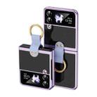 For Samsung Galaxy Z Flip4 5G Electroplating Transparent Phone Case with Ring(Purple) - 1