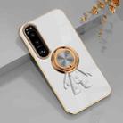 For Sony Xperia 5 IV 6D Plating Astronaut Ring Kickstand Phone Case(White) - 1