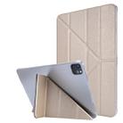 For iPad Pro 11 (2020) Silk Texture Horizontal Deformation Flip Leather Tablet Case with Three-folding Holder(Gold) - 1
