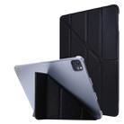 For iPad Pro 12.9 (2020) Silk Texture Horizontal Deformation Flip Leather Tablet Case with Three-folding Holder(Black) - 1