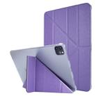 For iPad Pro 12.9 (2020) Silk Texture Horizontal Deformation Flip Leather Tablet Case with Three-folding Holder(Purple) - 1