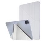 For iPad Pro 12.9 (2020) Silk Texture Horizontal Deformation Flip Leather Tablet Case with Three-folding Holder(White) - 1