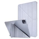 For iPad Pro 12.9 (2020) Silk Texture Horizontal Deformation Flip Leather Tablet Case with Three-folding Holder(Silver) - 1