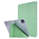 For iPad Pro 12.9 (2020) Silk Texture Horizontal Deformation Flip Leather Tablet Case with Three-folding Holder(Green) - 1