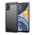 For Motorola Moto E32 India Brushed Texture Carbon Fiber TPU Phone Case(Black) - 1