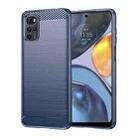 For Motorola Moto E32 India Brushed Texture Carbon Fiber TPU Phone Case(Blue) - 1