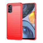 For Motorola Moto E32 India Brushed Texture Carbon Fiber TPU Phone Case(Red) - 1