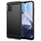 For MotorolaMoto E22 Brushed Texture Carbon Fiber TPU Phone Case(Black) - 1