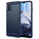 For MotorolaMoto E22 Brushed Texture Carbon Fiber TPU Phone Case(Blue) - 1