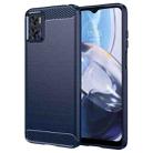 For Motorola Moto E22i Brushed Texture Carbon Fiber TPU Phone Case(Blue) - 1