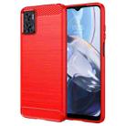 For Motorola Moto E22i Brushed Texture Carbon Fiber TPU Phone Case(Red) - 1