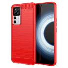 For Xiaomi 12T / Redmi K50 Ultra Brushed Texture Carbon Fiber TPU Phone Case(Red) - 1