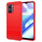 For Realme C30s Brushed Texture Carbon Fiber TPU Phone Case(Red) - 1
