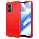 For Realme C33 Brushed Texture Carbon Fiber TPU Phone Case(Red) - 1