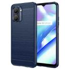 For Realme Narzo 50i Prime Brushed Texture Carbon Fiber TPU Phone Case(Blue) - 1