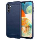 For Samsung Galaxy A14 5G Brushed Texture Carbon Fiber TPU Phone Case(Blue) - 1