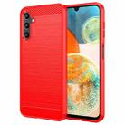 For Samsung Galaxy A14 5G Brushed Texture Carbon Fiber TPU Phone Case(Red) - 1