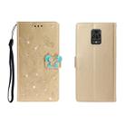 For Xiaomi Redmi Note 9 Pro Horizontal Rhinestone Butterfly Embossed Leather Case with Card Slot & Wallet & Holder(Golden) - 1