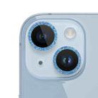 For iPhone 14 Plus Glitter Ring Tempered Glass Camera Lens Film(Blue) - 1