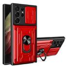 For Samsung Galaxy S23 Ultra 5G Sliding Camshield TPU+PC Phone Case with Card Slot(Red) - 1