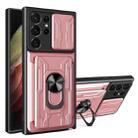 For Samsung Galaxy S23 Ultra 5G Sliding Camshield TPU+PC Phone Case with Card Slot(Rose Gold) - 1