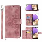 For Samsung Galaxy A32 5G Skin-feel Flowers Embossed Wallet Leather Phone Case(Pink) - 1
